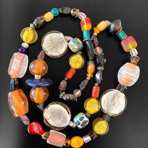 Vintage Glass Clay Bead Necklace